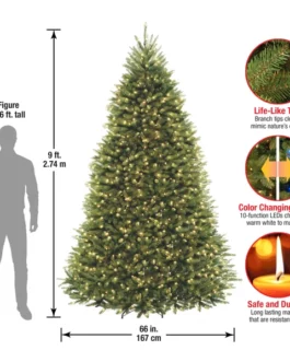 National Tree Co. Dunhill Fir 7.5′ Green Artificial Christmas Tree with 750 LED Lights