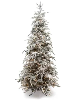 Oncor Flocked Balsam 7.5′ Green Pine Tree Artificial Christmas Tree with 550 Clear UL lights